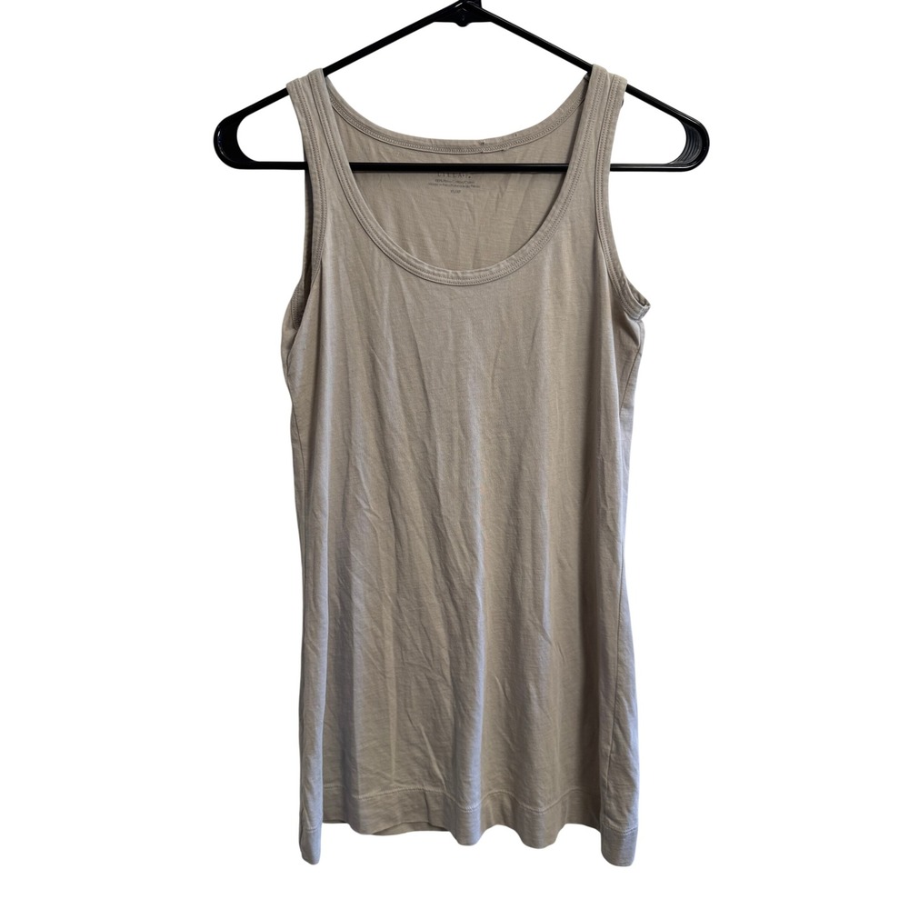 Lilla P Womens Pima Cotton Scoop Neck Tank Top Taupe Beige JL1SU-1053 XS